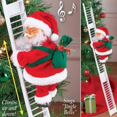 LU6458-🎅ADORNO DE SANTA CLAUS ESCALANDO ESCALERA 🎅 (1 pza)