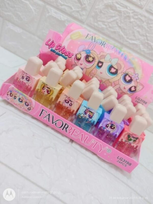 FAVORBEAUTY LIP GLOSS CHICAS SUPER PODEROSAS EN FORMA DE PALETA  (1 CAJA CON 24PZS)