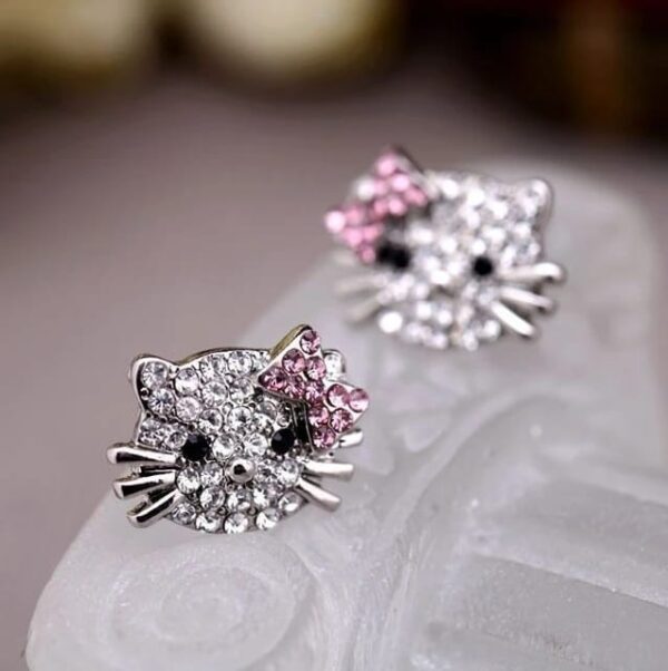 💎ARETES HELLO KITTY CON CRISTALES 💎 (1PAR) - Imagen 2