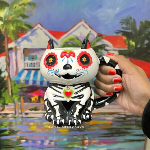 TCB049-TAZA "GATO CALAVERA"(1PZA)