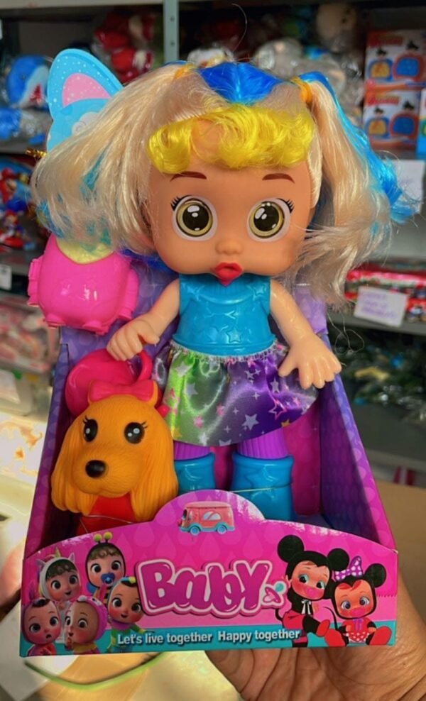 BH047- MUÑECA "BABY" CON PERRITO {incluye luz y sonido}  (1 PZA) - Imagen 3