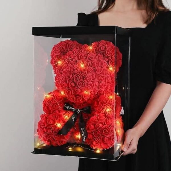 CQ02000- OSO DE ROSAS ARTIFICIALES CON CAJA DE REGALO Y LUZ LED (1 PZA) - Imagen 2