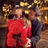CQ02000- OSO DE ROSAS ARTIFICIALES CON CAJA DE REGALO Y LUZ LED (1 PZA)