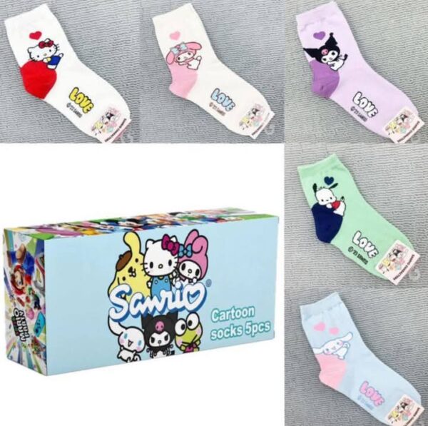 LU3466/LU3465- SET DE 5 CALCETINES CON DISEÑO DE SANRIO (1 SET) - Imagen 2