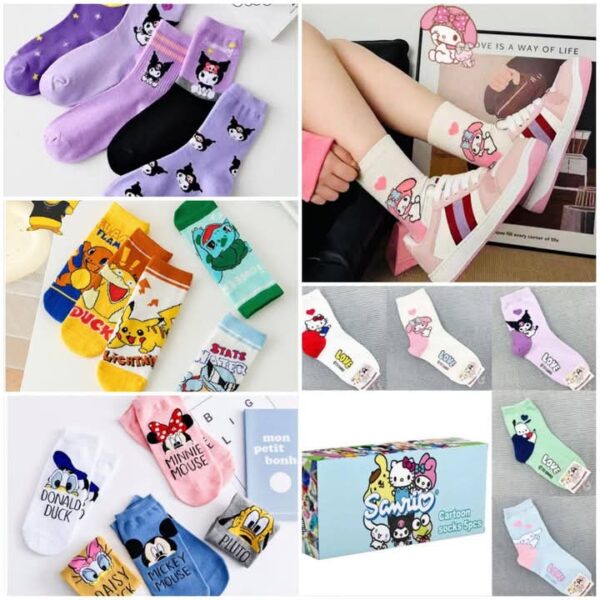 LU3466/LU3465- SET DE 5 CALCETINES CON DISEÑO DE SANRIO (1 SET) - Imagen 3