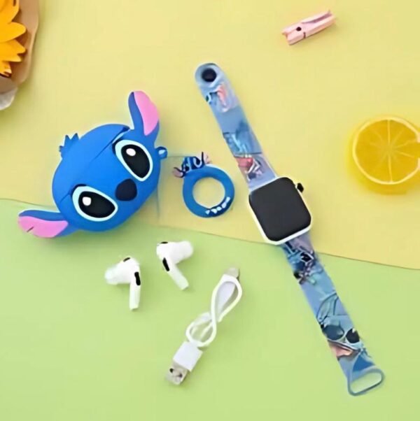 90624 - AUDIFONOS AIRPODS CON RELOJ Y FUNDA DE PERSONAJES (1 PZA)