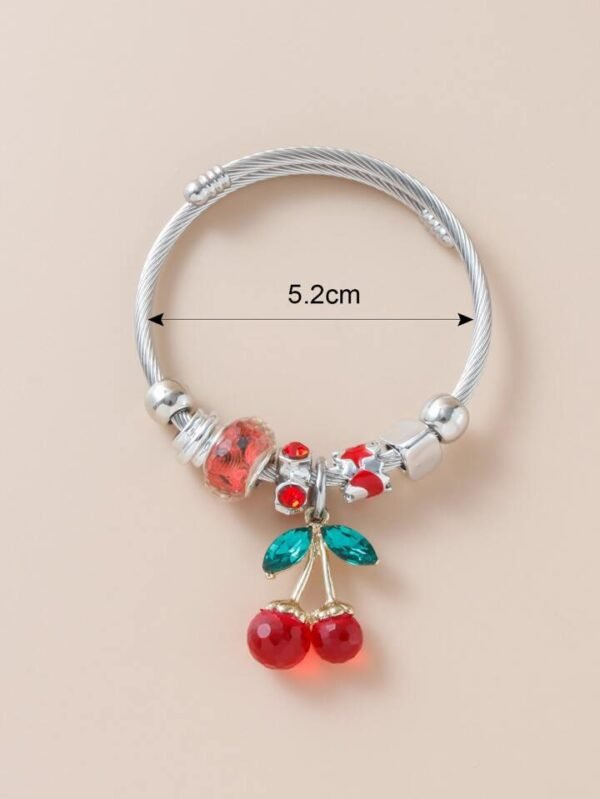 25F-2 - BRAZALETE TIPO PANDORA CHARMS DE CHERRY Y STRAWBERRY POR DECENA (10 PIEZAS) - Imagen 6