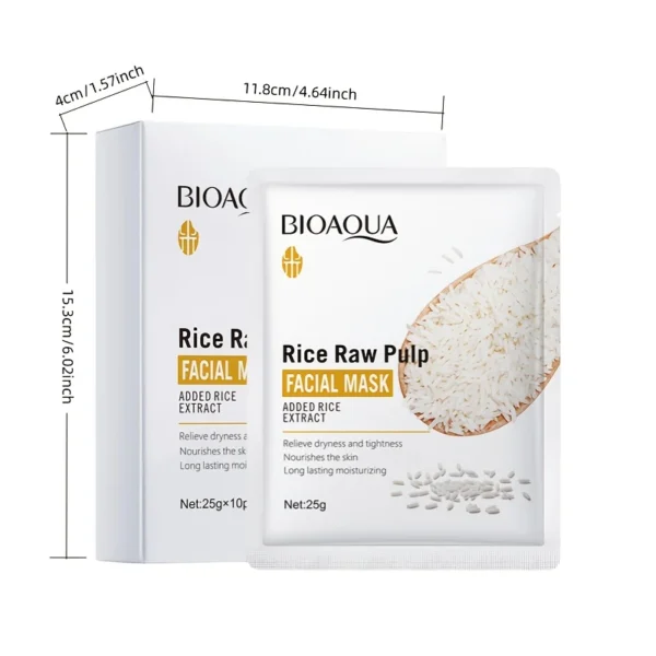 BQY80212 - 1 PAQUETE DE 10 MASCARILLAS FACIALES DE ARROZ X BIOAQUA (1 PAQUETE) - Imagen 7