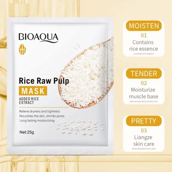 BQY80212 - 1 PAQUETE DE 10 MASCARILLAS FACIALES DE ARROZ X BIOAQUA (1 PAQUETE) - Imagen 2