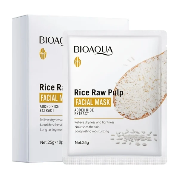 BQY80212 - 1 PAQUETE DE 10 MASCARILLAS FACIALES DE ARROZ X BIOAQUA (1 PAQUETE) - Imagen 4