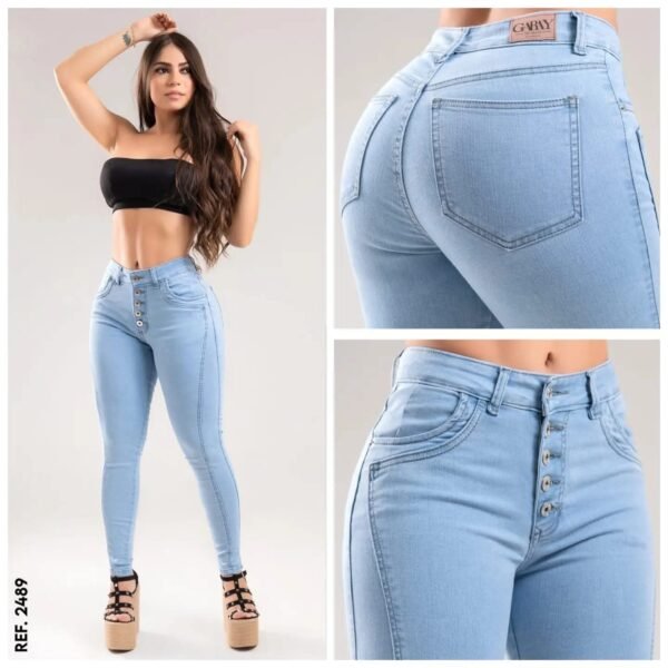 WK117 - PANTALON DE MEZCLILLA "4 BOTONES" PARA DAMA (1 PZA)