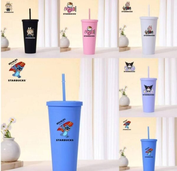 LU1218 - VASO CON POPOTE X "STITCH/KUROMI/KELLO KITTY/LABUBU" (1PZA) - Imagen 3