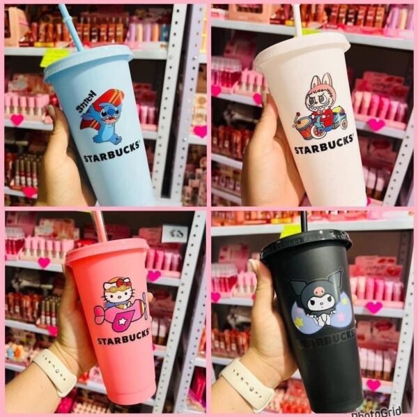 LU1218 - VASO CON POPOTE X "STITCH/KUROMI/KELLO KITTY/LABUBU" (1PZA) - Imagen 4