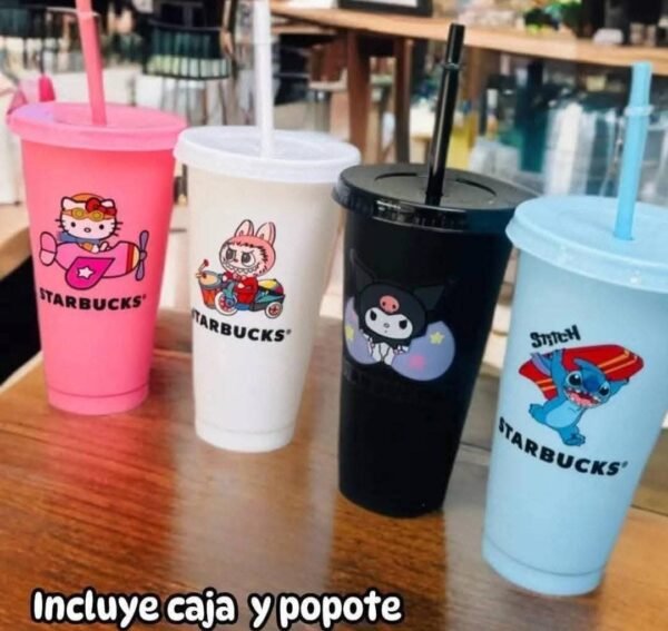 LU1218 - VASO CON POPOTE X "STITCH/KUROMI/KELLO KITTY/LABUBU" (1PZA) - Imagen 5