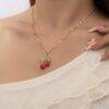 25LT-100 - SET DE 12 JUEGOS DE COLLAR CON ARETES CHERRY Y STRAWBERRY FASHION (1 SET)