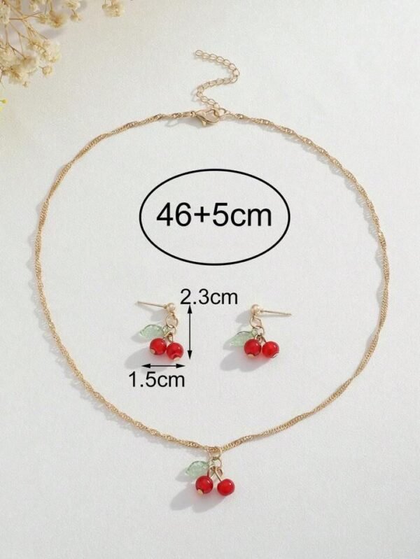 25LT-100 - SET DE 12 JUEGOS DE COLLAR CON ARETES CHERRY Y STRAWBERRY FASHION (1 SET) - Imagen 14