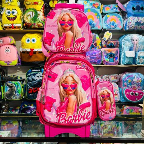 LU9387B - TRIO ESCOLAR DE MOCHILA DE PRIMARIA CON CARRITO X PERSONAJES (1 PZA)