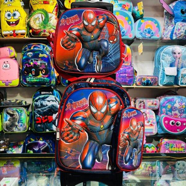 LU9387B - TRIO ESCOLAR DE MOCHILA DE PRIMARIA CON CARRITO X PERSONAJES (1 PZA)