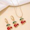 25LT-100 - SET DE 12 JUEGOS DE COLLAR CON ARETES CHERRY Y STRAWBERRY FASHION (1 SET)