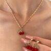 25LT-100 - SET DE 12 JUEGOS DE COLLAR CON ARETES CHERRY Y STRAWBERRY FASHION (1 SET)