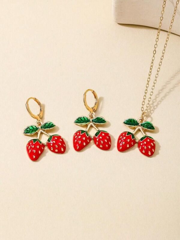 25LT-100 - SET DE 12 JUEGOS DE COLLAR CON ARETES CHERRY Y STRAWBERRY FASHION (1 SET) - Imagen 7