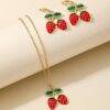 25LT-100 - SET DE 12 JUEGOS DE COLLAR CON ARETES CHERRY Y STRAWBERRY FASHION (1 SET)