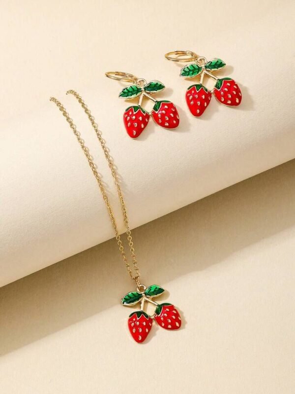 25LT-100 - SET DE 12 JUEGOS DE COLLAR CON ARETES CHERRY Y STRAWBERRY FASHION (1 SET) - Imagen 5