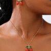 25LT-100 - SET DE 12 JUEGOS DE COLLAR CON ARETES CHERRY Y STRAWBERRY FASHION (1 SET)
