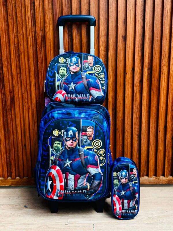 LU9387B - TRIO ESCOLAR DE MOCHILA DE PRIMARIA CON CARRITO X PERSONAJES (1 PZA)