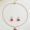 25LT-100 - SET DE 12 JUEGOS DE COLLAR CON ARETES CHERRY Y STRAWBERRY FASHION (1 SET)