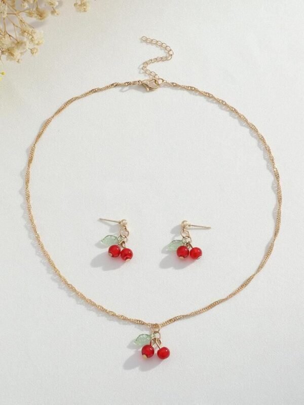 25LT-100 - SET DE 12 JUEGOS DE COLLAR CON ARETES CHERRY Y STRAWBERRY FASHION (1 SET) - Imagen 15
