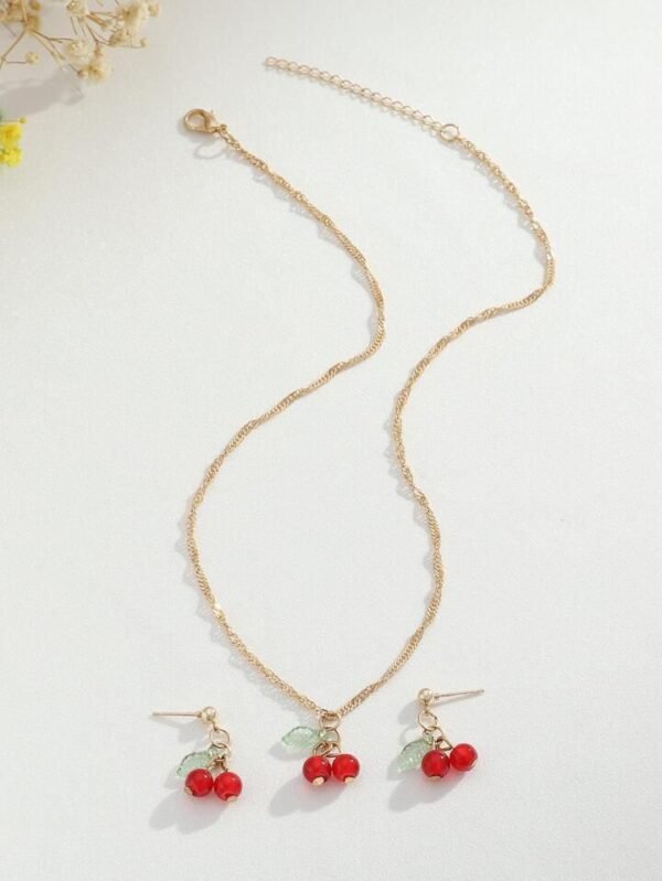 25LT-100 - SET DE 12 JUEGOS DE COLLAR CON ARETES CHERRY Y STRAWBERRY FASHION (1 SET) - Imagen 16
