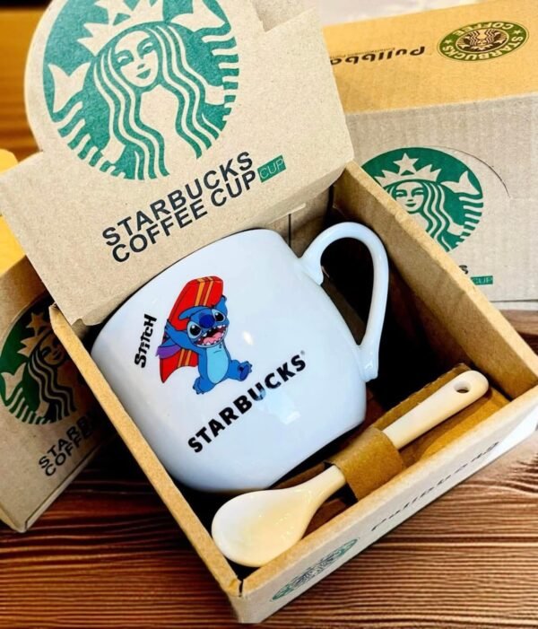 LU88127- TAZA CERÁMICA "STARBUCKS" PERSONAJES CON CAJA. (1 PZA)