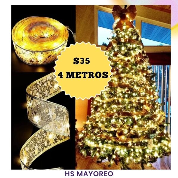 BB163- LISTÓN NAVIDEÑO CON LUZ LED 4 METROS. (1 PZA)
