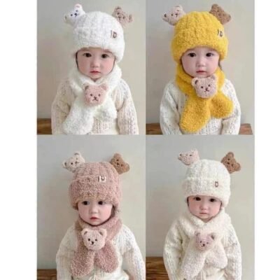 5288 - GORRO CON BUFANDA PARA BEBE x "CAPIBARA" POR TERCIA (3 PIEZAS)