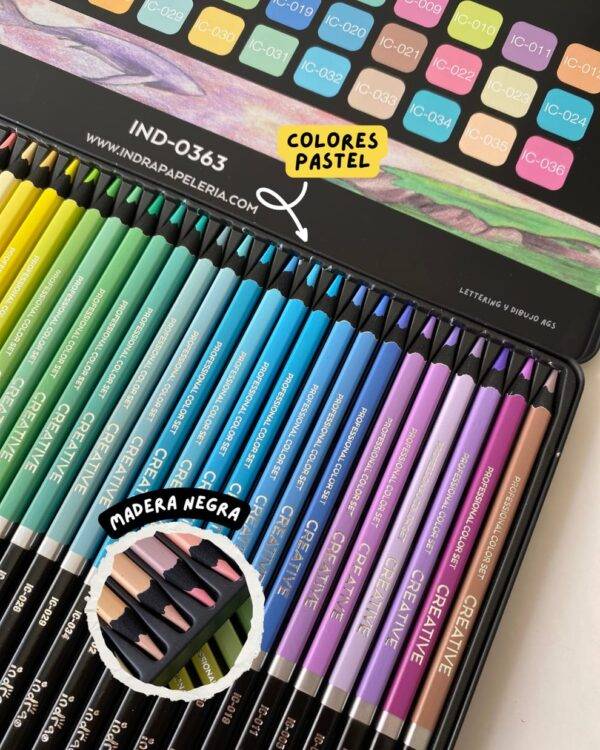 HM26H-200 - SET DE 36 COLORES PASTEL PROFESIONALES x "INDRA CREATIVE" (1 SET)
