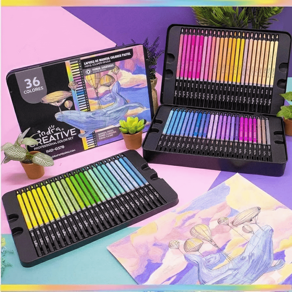 IMG_4626 HM26H-200 - SET DE 36 COLORES PASTEL PROFESIONALES x "INDRA CREATIVE" (1 SET)