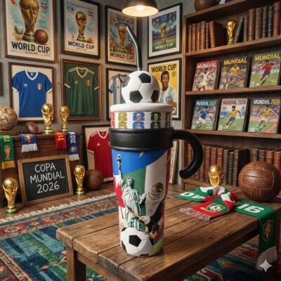 LU88305 - TERMO x "MUNDIAL 2026" CON MINI BALON DE FUTBOL (1 PZA)