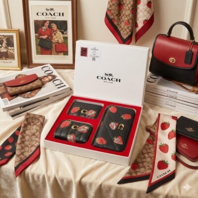 9907 - SET DE CARTERA CON MONEDERO Y TARJETERO x "COACH" CON CAJA DE REGALO (1 SET)