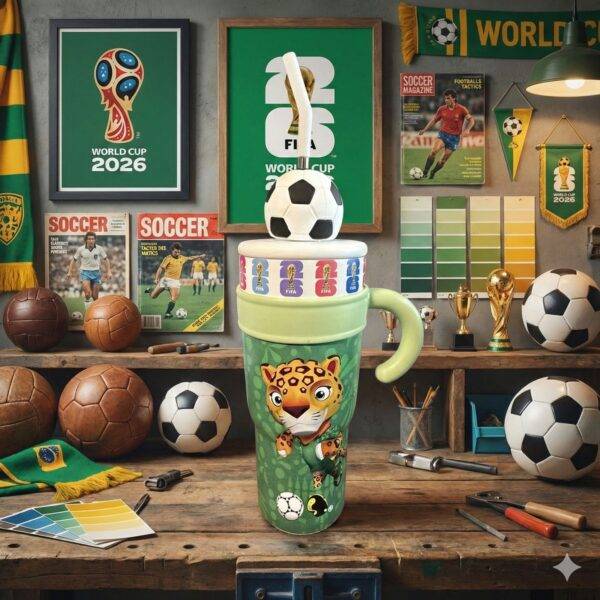 LU88305 - TERMO x "MUNDIAL 2026" CON MINI BALON DE FUTBOL (1 PZA)
