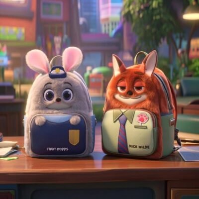 MZNJ6 - MOCHILA AFELPADA CON VINIPIEL x "ZOOTOPIA" (1 PZA)