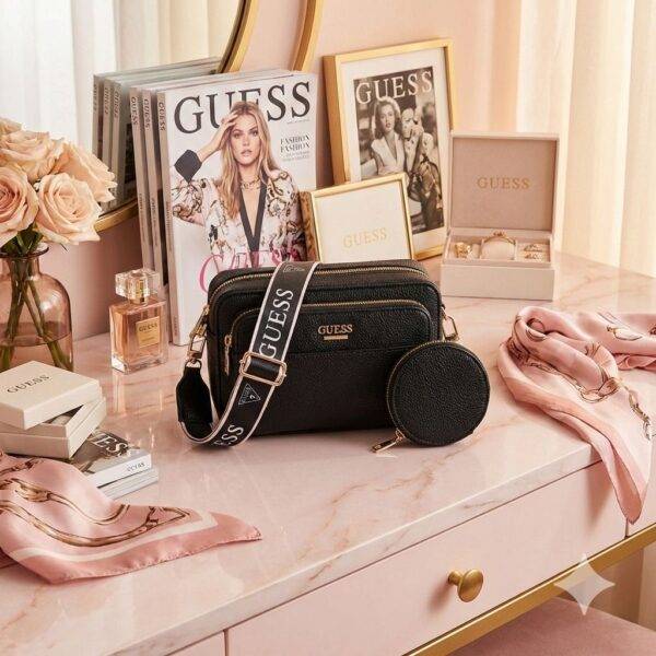 P29-2 - CROSSBODY CON DOBLE CIERRE Y MONEDERO x "GUESS" (1 PZA)