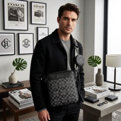 C1115 - BANDOLERA 3 CIERRES CON MONEDERO x "COACH" PARA CABALLERO (1 PZA)