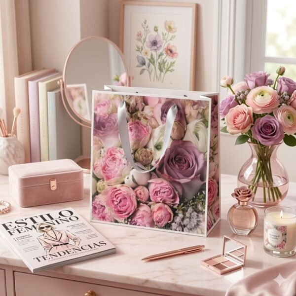 BR11 - BOLSA DE REGALO CON ESTAMPADO DE FLORES  (1 PZA)