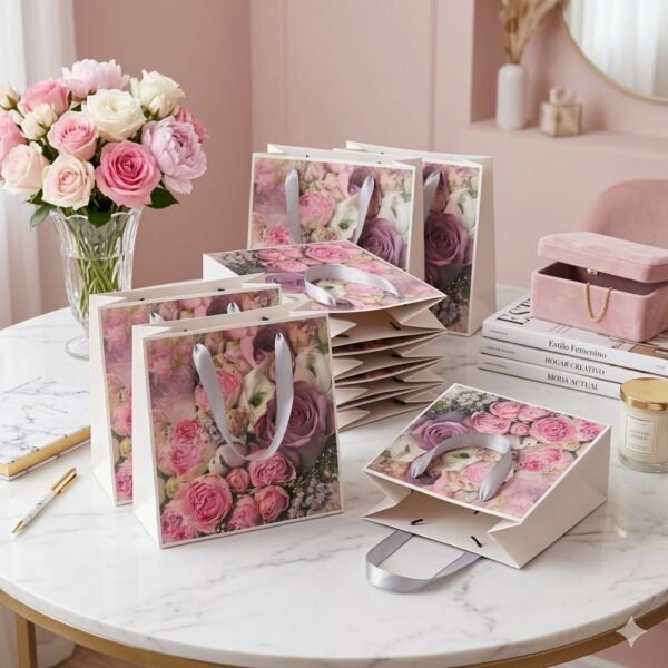 BR11 - BOLSA DE REGALO CON ESTAMPADO DE FLORES  (1 PZA)