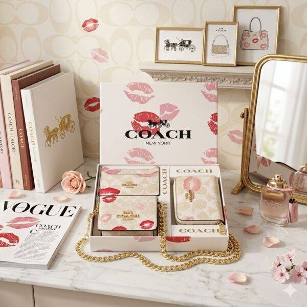 WhatsApp Image 2026-03-16 at 2.00.10 PM (2) 270512 - SET DE MINI BOLSO CON MONEDERO Y TARJETERO x "COACH" CON CAJA (1 PZA)