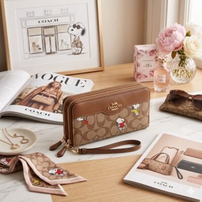 C1143 - CARTERA CON DOBLE CIERRE x "COACH" LOGO SUPERIOR POR TERCIA (3 PIEZAS)