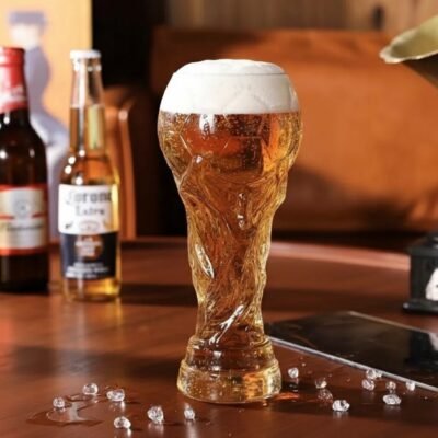 LU88501 - VASO CERVECERO GRANDE DE VIDRIO EN FORMA DE LA "COPA DEL MUNDO" (1 PZA)