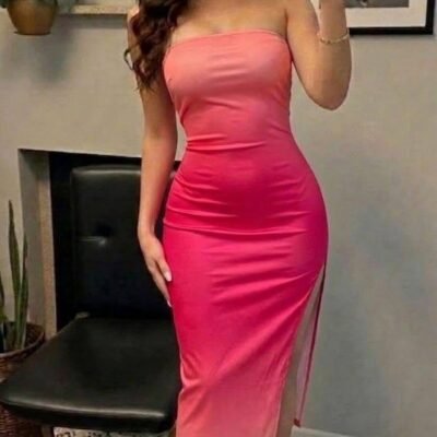 AP012C - VESTIDO AJUSTADO EFECTO DEGRADADO CON ABERTURA POR TERCIA (3 PIEZAS)