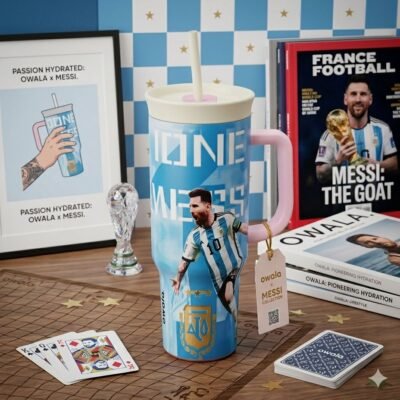 FZB002 - TERMO CON AGARRADERA "OWALA" x "MESSI, CRISTIANO RONALDO y NEYMAR JR." (1 PZA)